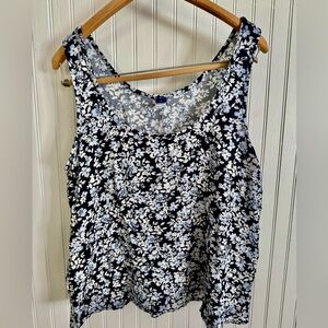 Old Navy Blue Floral Tank Top Size Medium